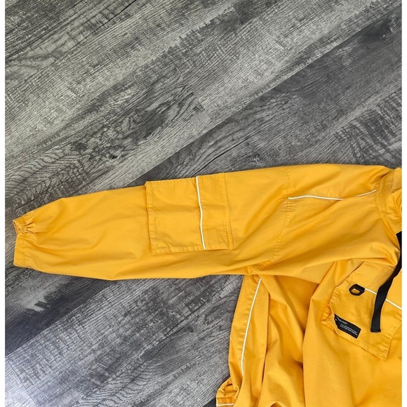 Trendiano Large Yellow Utility Windbreaker Hooded Techwear Jacket Streetwear - Picture 12 of 12